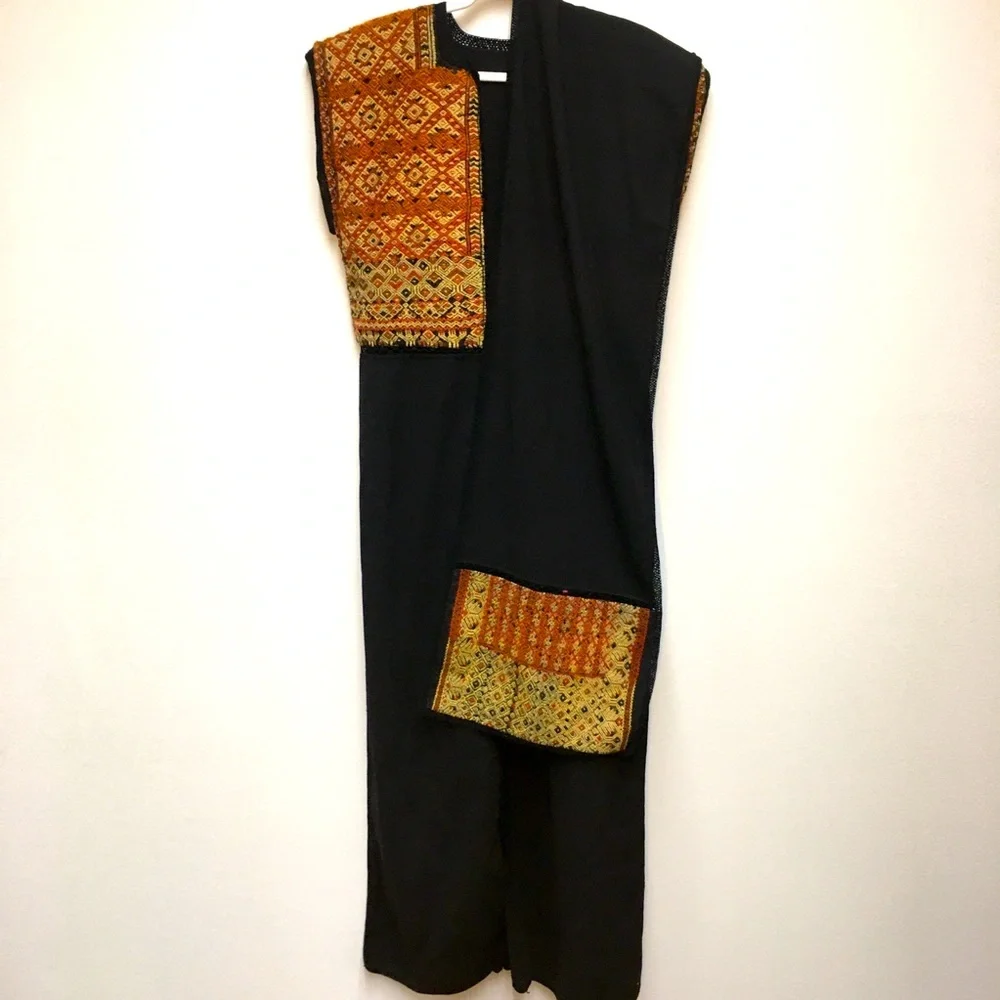 Long Line Vest + Scarf Medium Brown Black